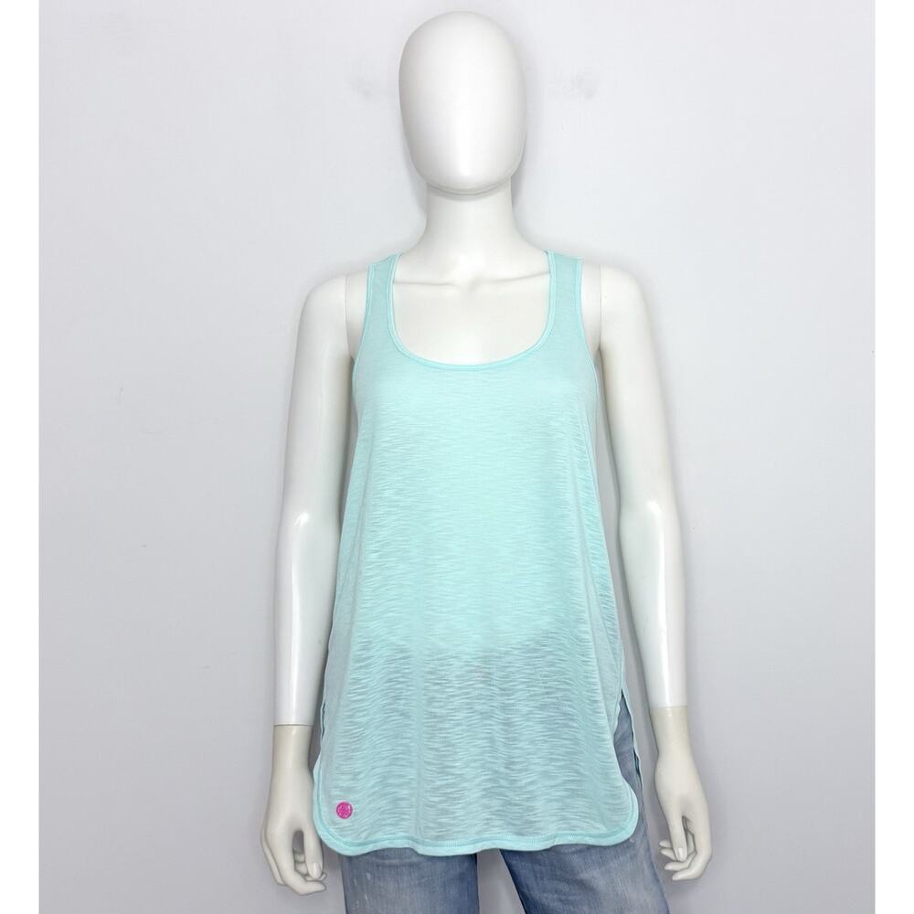 Lilly Pulitzer Luxletic Kai Tank Top Womens M Heather Blue Sleeveless Logo